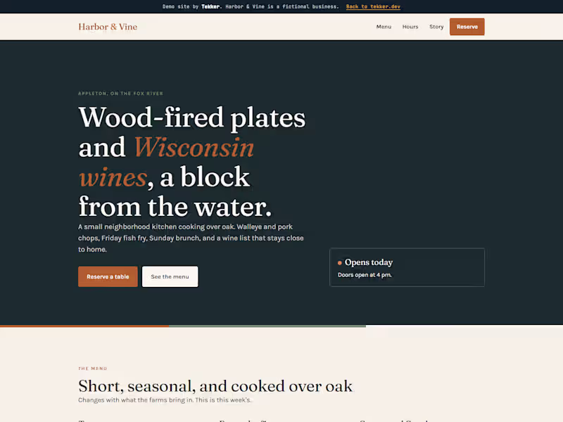 Cover image for Harbor & Vine, a restaurant
