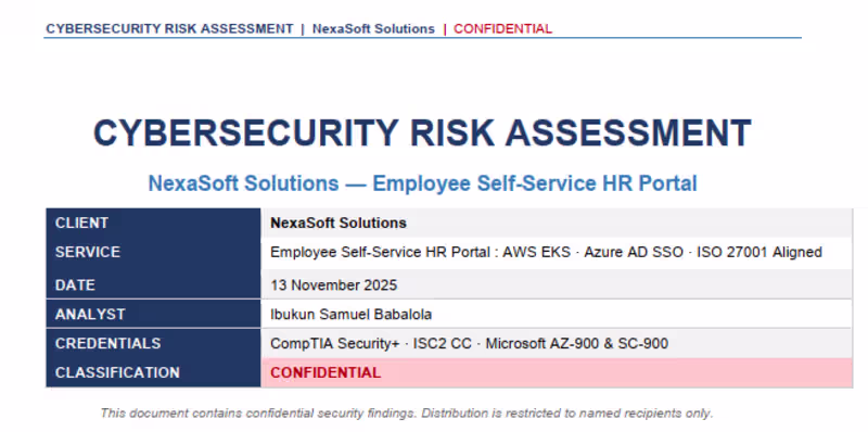 Cover image for Conducted a full cybersecurity risk