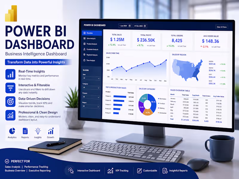 Cover image for Power BI Data Analysis & Dashboard Development
