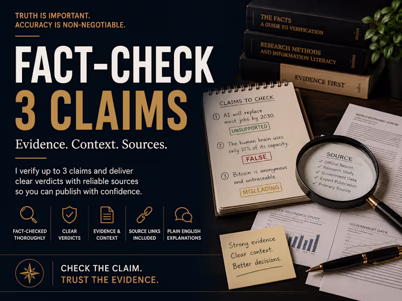 Cover image for I will fact-check your claims and provide reliable sources