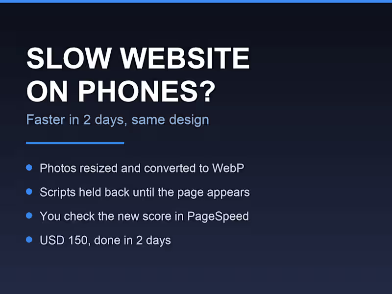 Cover image for Slow website on phones? Faster in 2 days, same design