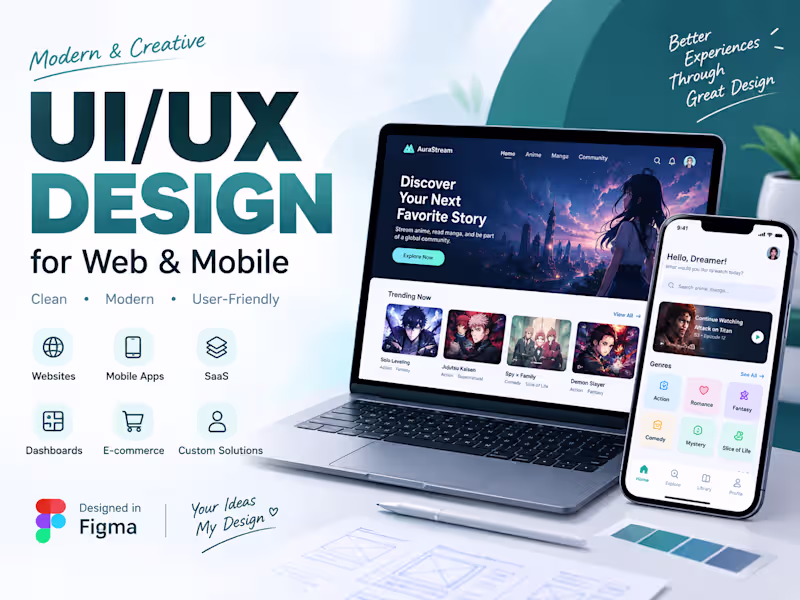 Cover image for Clean & User-Friendly UI/UX Design for Web & Mobile