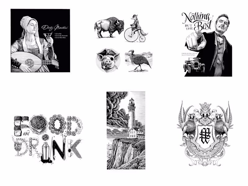 Cover image for Custom Engraving Illustration for Brands, Packaging & Editorial
