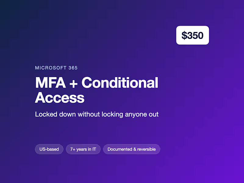 Cover image for MFA & Conditional Access Setup for Microsoft 365