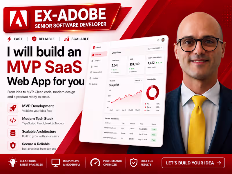 Cover image for I will build an MVP SaaS Web App for you