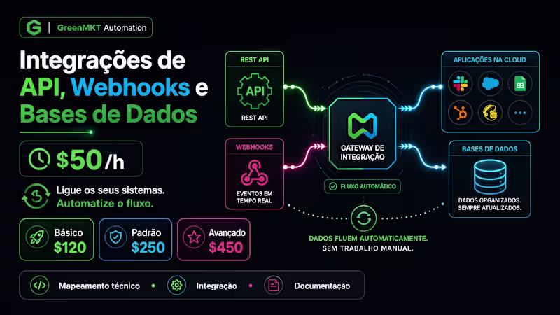 Cover image for Integrações de API, Webhooks e Bases de Dados