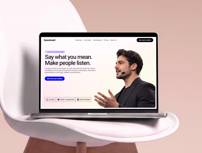 Cover image for landing page design concept for a communication cohort.