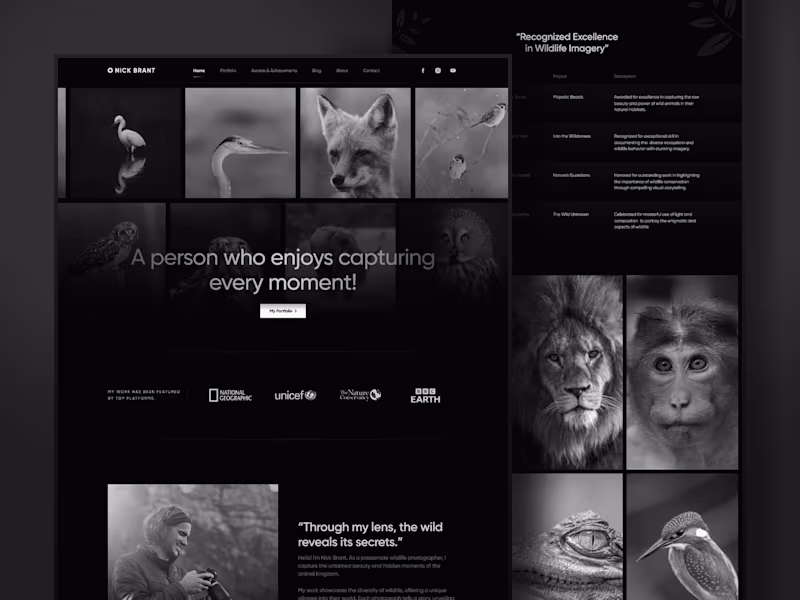 Cover image for Wildlife Photographer's Portfolio Website 🌟