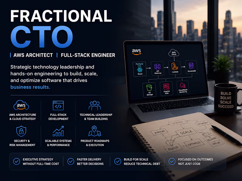 Cover image for Fractional CTO | AWS Architect | Full-Stack Engineer