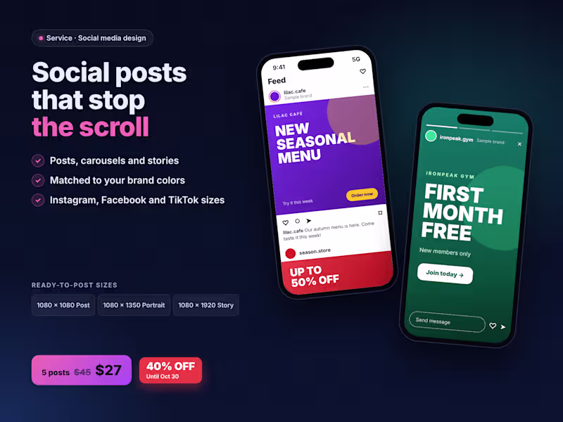 Cover image for Social Media Post Design for Instagram & Facebook | 40% OFF