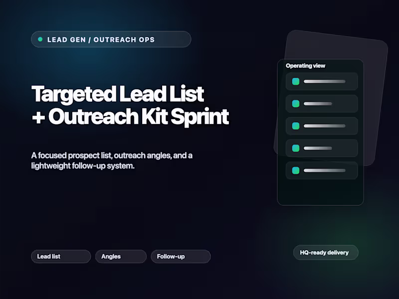Cover image for Targeted Lead List + Outreach Kit Sprint