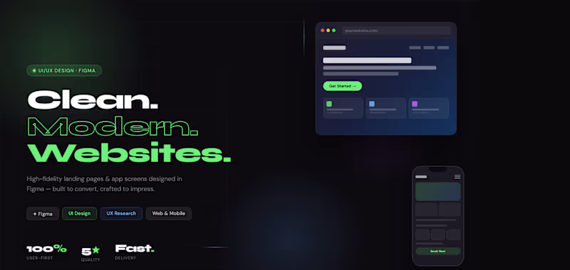 Cover image for I will design clean and modern website UI/landing page in Figma