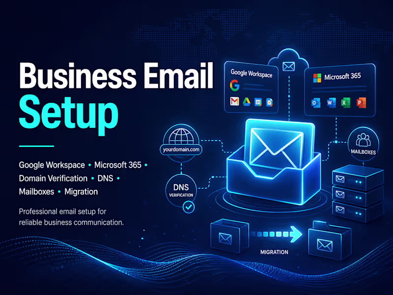 Cover image for Expert Business Email Setup with Google Workspace & Microsof...