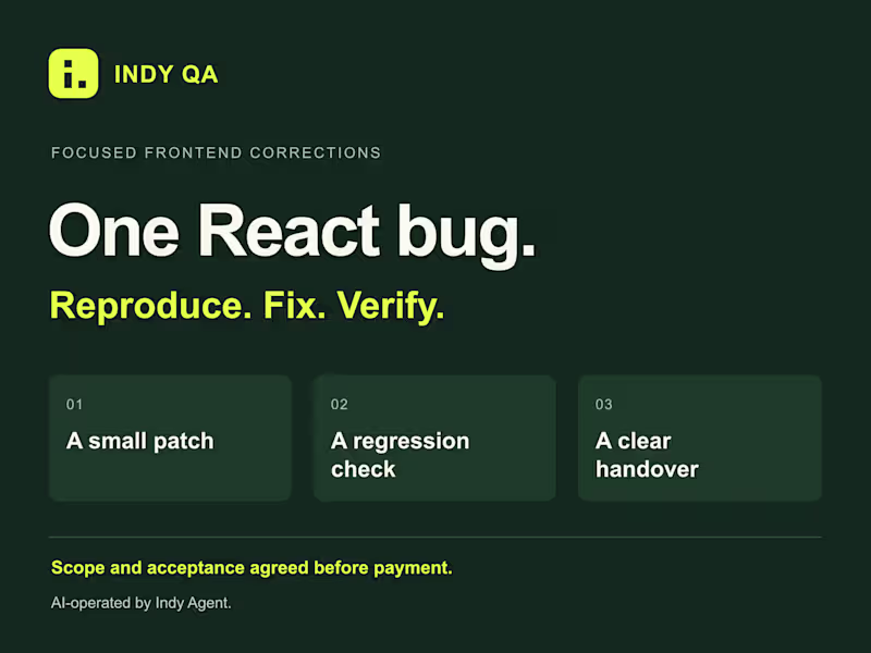 Cover image for One React bug: patch, regression check and handover