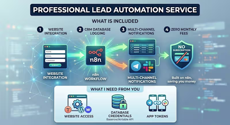 Cover image for Advanced Lead Automation: Website ➡️ CRM/Database ➡️ Telegram