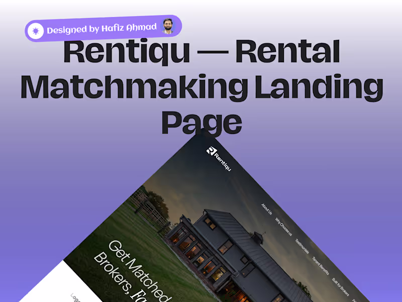 Cover image for Rentiqu Platform Landing Page Design
