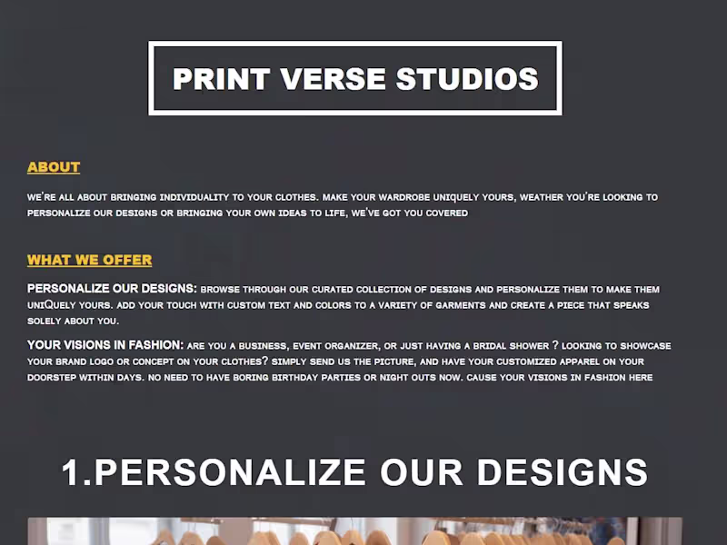 Cover image for Print on Demand clothing website