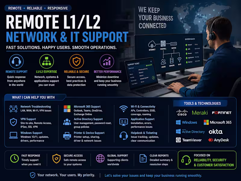 Cover image for Remote L1/L2 Network & IT