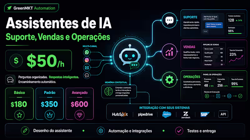 Cover image for Assistentes de IA para Suporte, Vendas e Operações