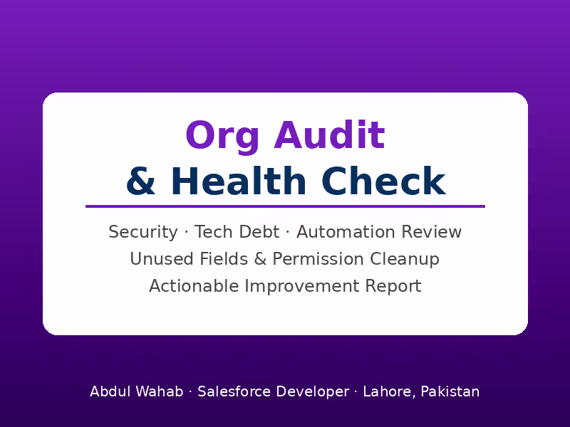 Cover image for Salesforce Org Audit & Health Check