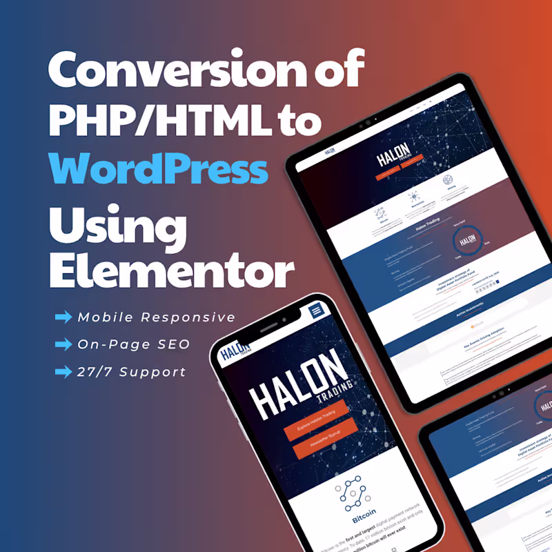 Cover image for Job Title:
Website Conversion – Halon