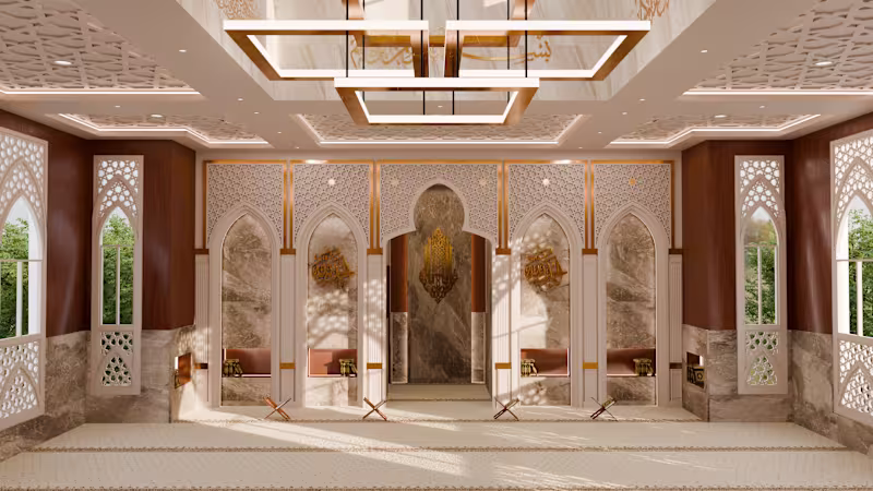 Cover image for An elegant Islamic mosque interior