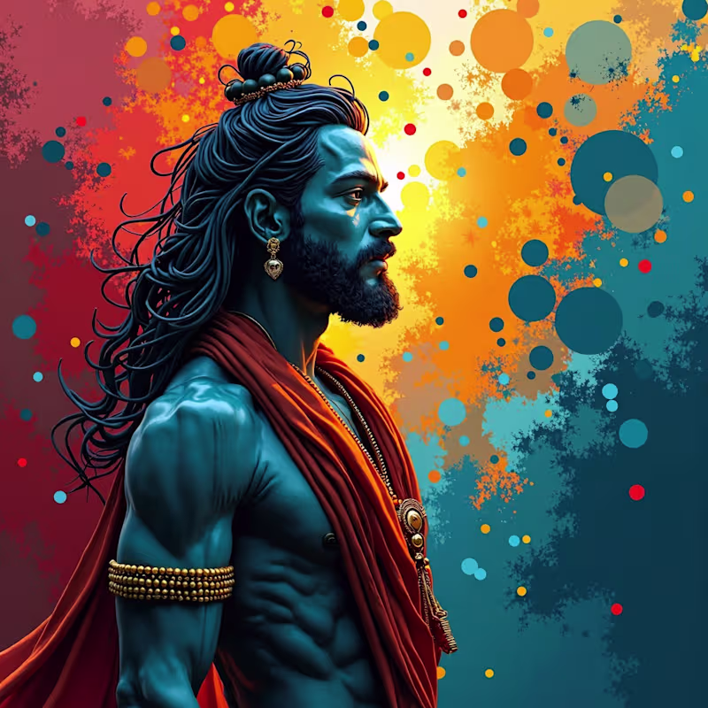 Cover image for Lord Rama's Radiant Valor Abstractionism This striking digit...