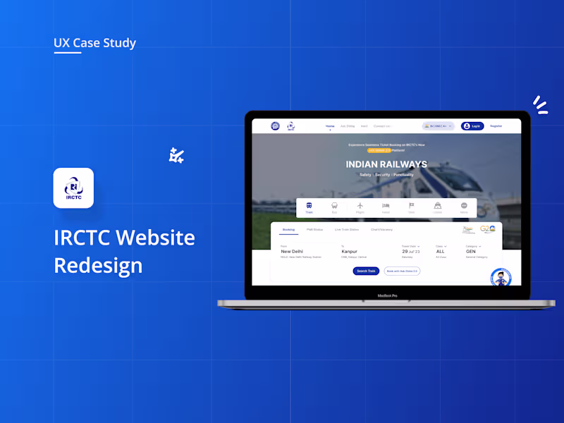 Cover image for 
IRCTC Website Redesign - UX Case Study