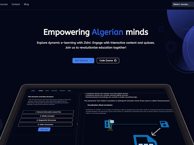 Cover image for GitHub - MohamedMouloudj/Zidni: Zidni is an interactive e-learn…