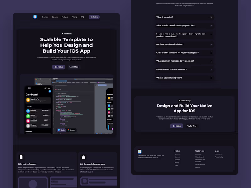 Cover image for Native for iOS - Landing Page in Framer