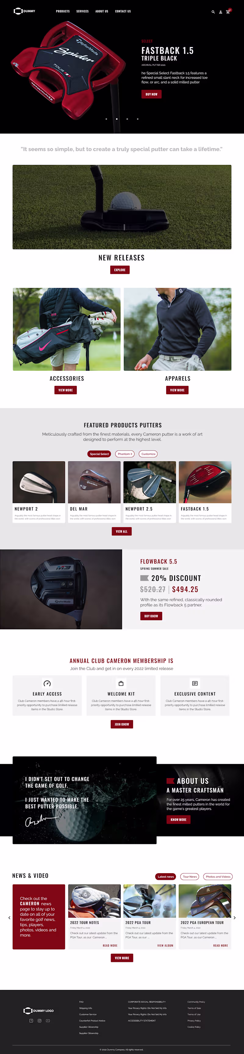 Cover image for A microsite for a U.S.-based golf equipment brand, showcasin...