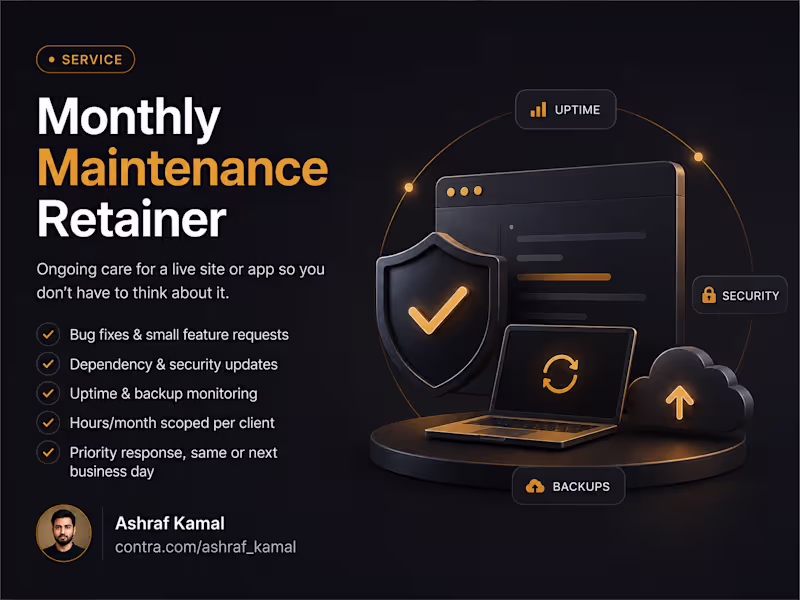 Cover image for Monthly Maintenance Retainer
