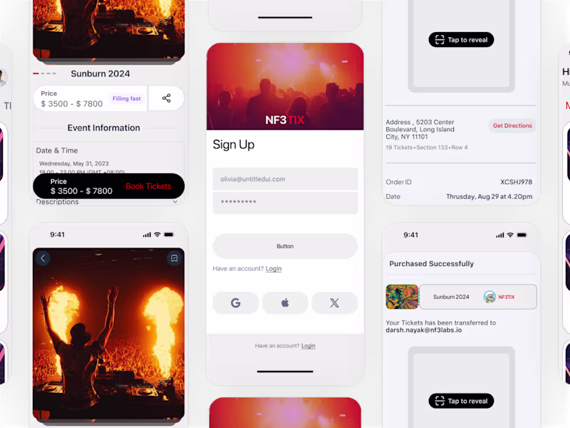Cover image for NF3 Tix — NFT-Based Event Ticketing Mobile App UX/UI Case Study