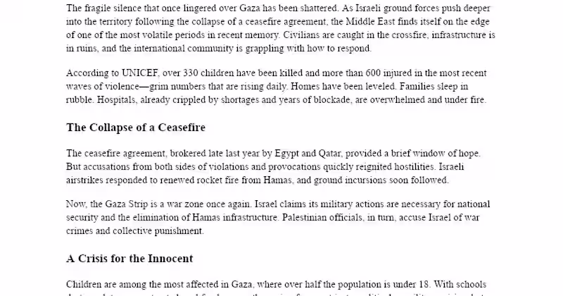 Cover image for Gaza Conflict and Humanitarian Crisis