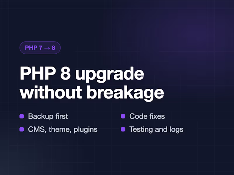 Cover image for PHP 7 to PHP 8 upgrade for your site