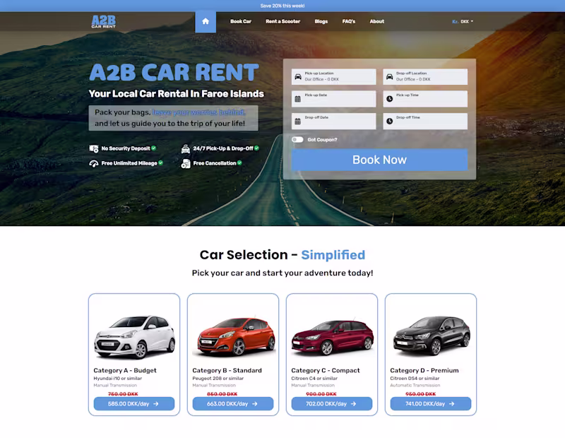 Cover image for Another car rental website done. Check here: https://a2bcarr...