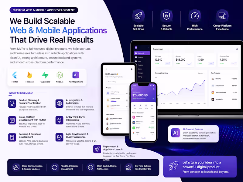 Cover image for Custom Web & Mobile App Development with Flutter, AI integration