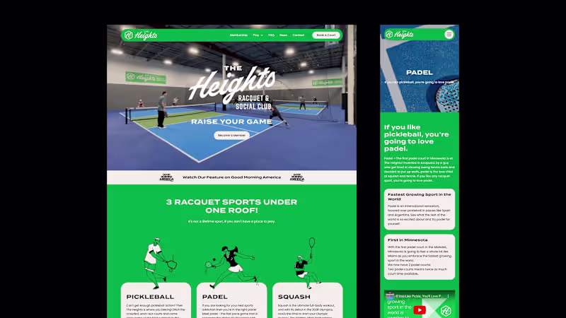 Cover image for The Heights Racquet & Social Club Website