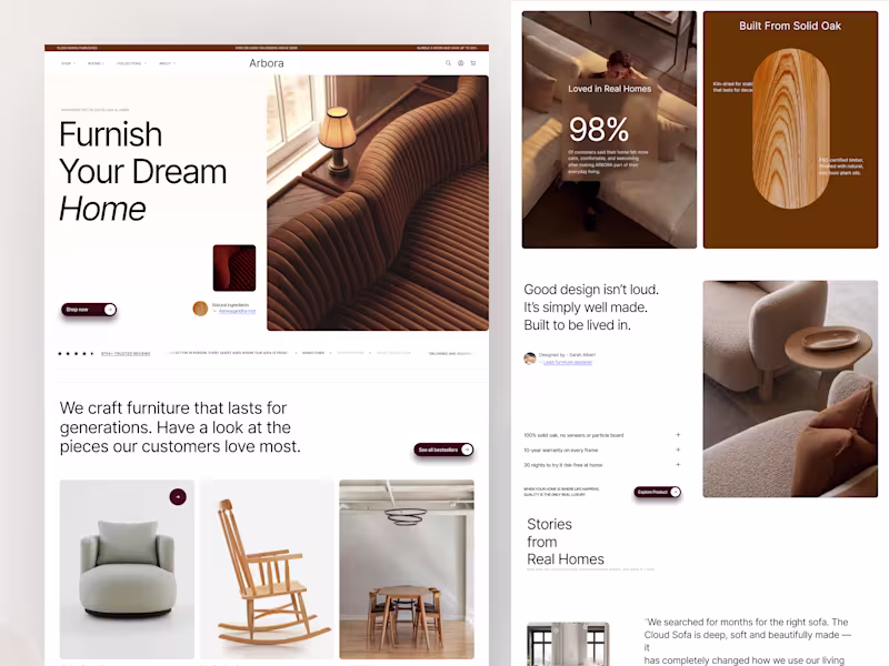 Cover image for Arbora - Furniture E Commerce Landing Page