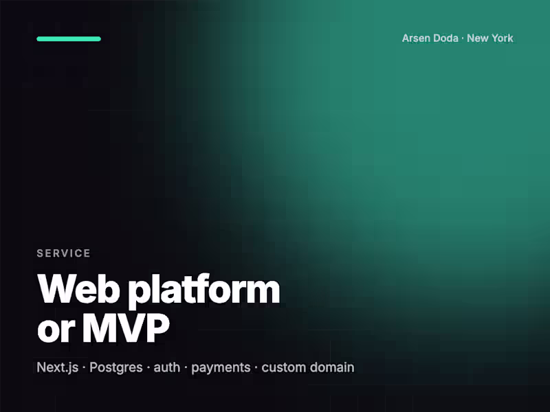 Cover image for Web platform or MVP (Next.js + Postgres)