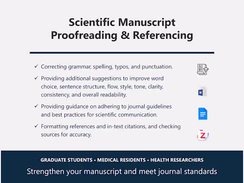 Cover image for Scientific Manuscript Proofreading & Referencing