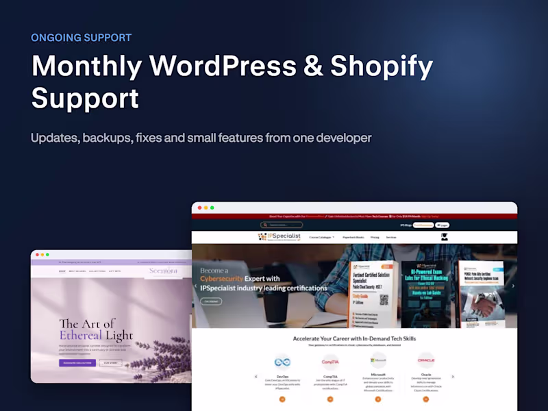 Cover image for Monthly WordPress & Shopify Support and Maintenance