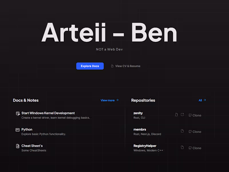 Cover image for Arteii - not a web dev