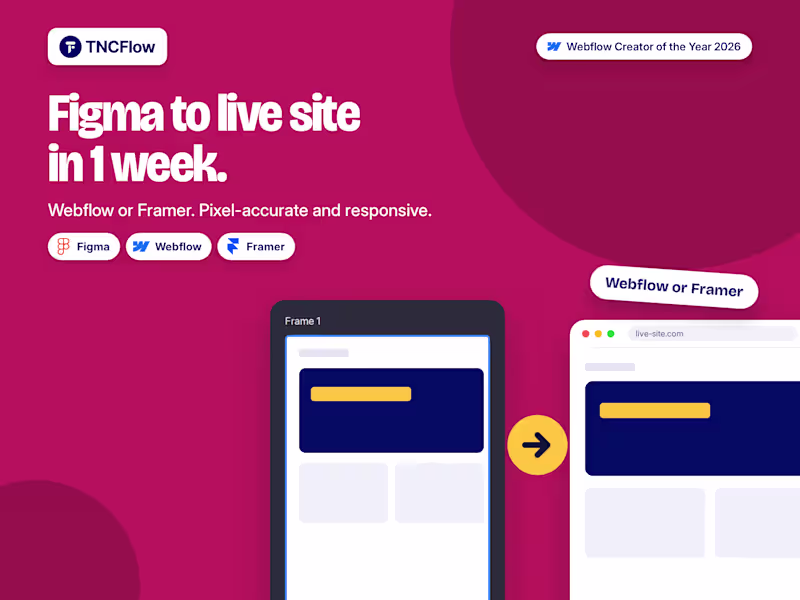 Cover image for Figma to Webflow or Framer: Landing Page in 1 Week