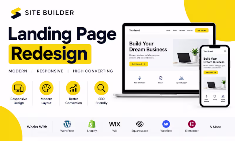 Cover image for Site Builder Landing Page Redesign and Responsive Design