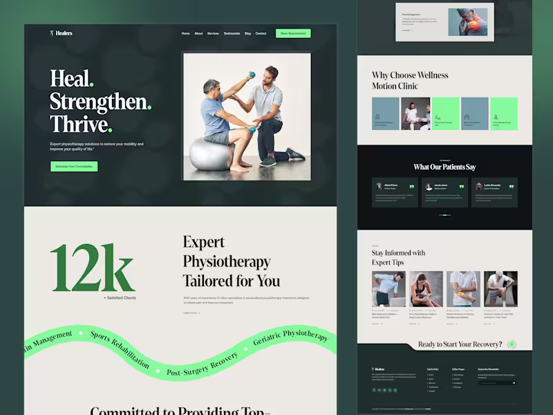 Cover image for Physiotherapy & Wellness Website Design - Healers