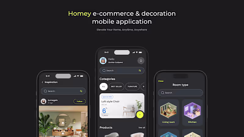 Cover image for Homey home decor mobile application | UX/UI Case study