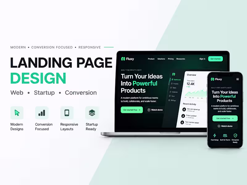 Cover image for Modern Landing Page UI Design for Startups