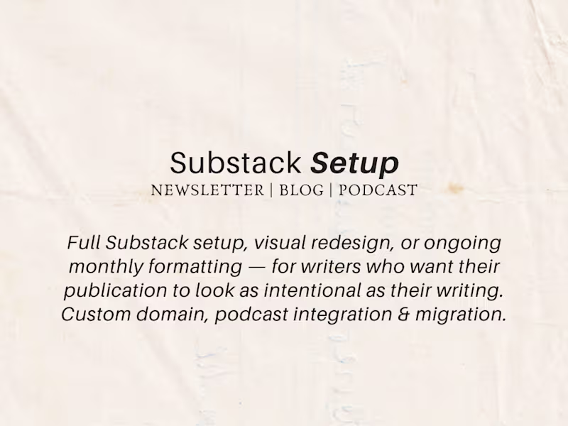 Cover image for Substack setup & Monthly support