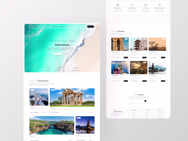 Cover image for Designed a responsive travel website that blends visual stor...